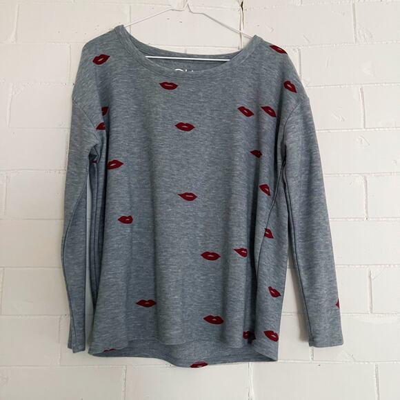 CHASER Cozy Lips Lounge Sweatshirt Pullover Small S - Picture 2 of 10